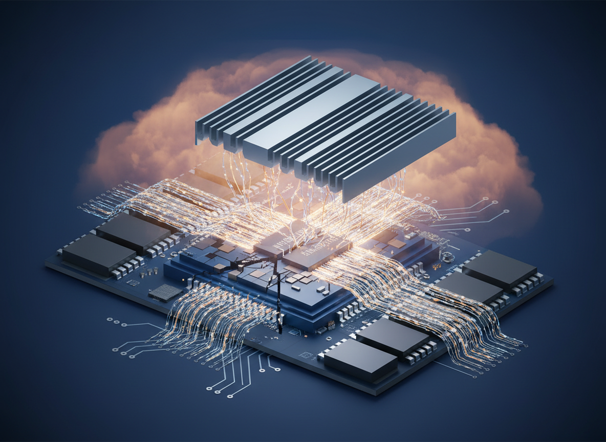 Schema concettuale di processore, memoria e interconnessioni in un sistema per intelligenza artificiale