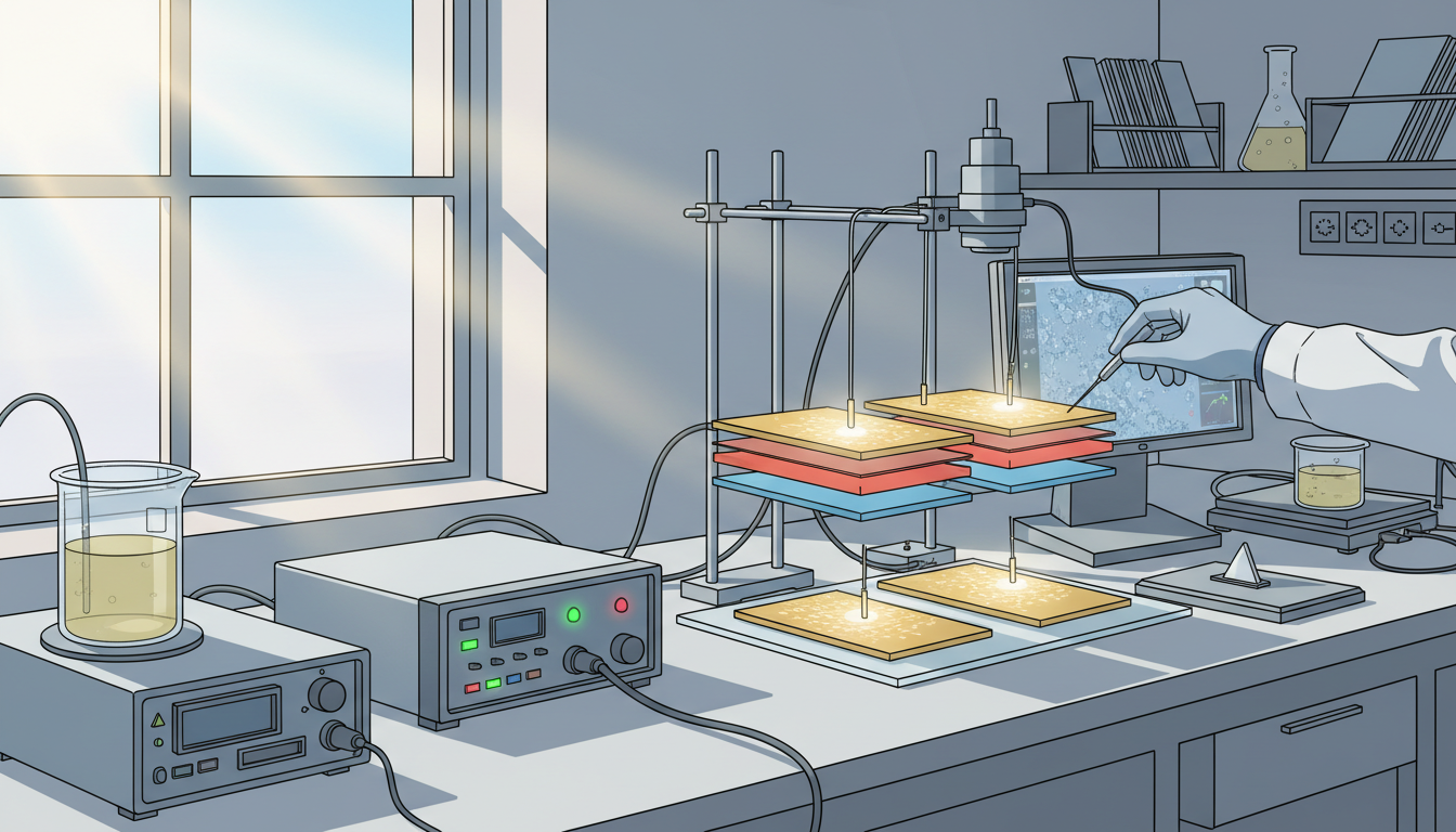 Illustrazione AI concettuale di ricerca fotovoltaica