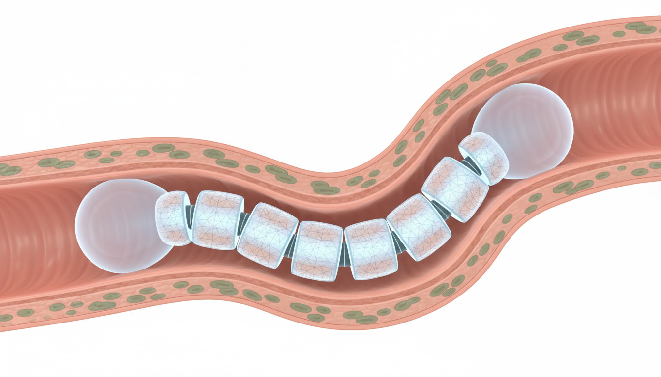 Schema concettuale del movimento di un robot flessibile in un tratto intestinale